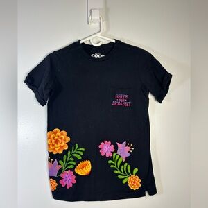 Disney Black Tee with Vibrant Floral Accents
